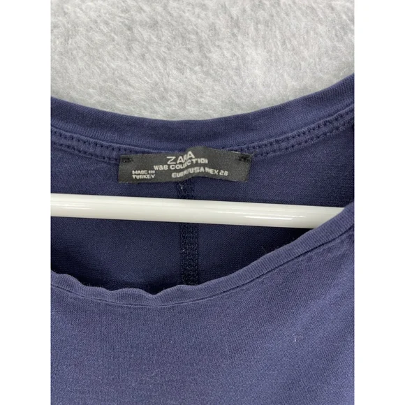 ZARA W&B Collection Dark Blue Thin Long sleeve Size Medium Paneled Blouse - Picture 3 of 3